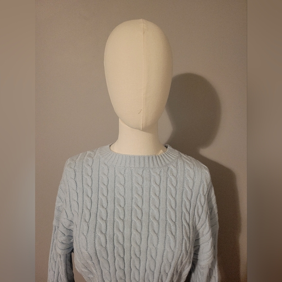 Altar'd State Charlie Cropped Cable Knit Sweater Women's Light Blue Size S - Picture 4 of 7